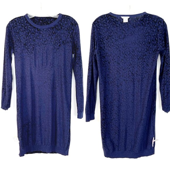 Little Mark Jacobs Girls Navy Blue Leopard Printed Sweater Dress Sz 12 - Picture 9 of 16